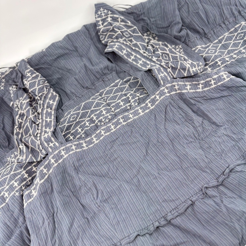 Knox Rose Womens XXL Blue Embroidered Tiered Ruffle Midi Dress Boho NWT